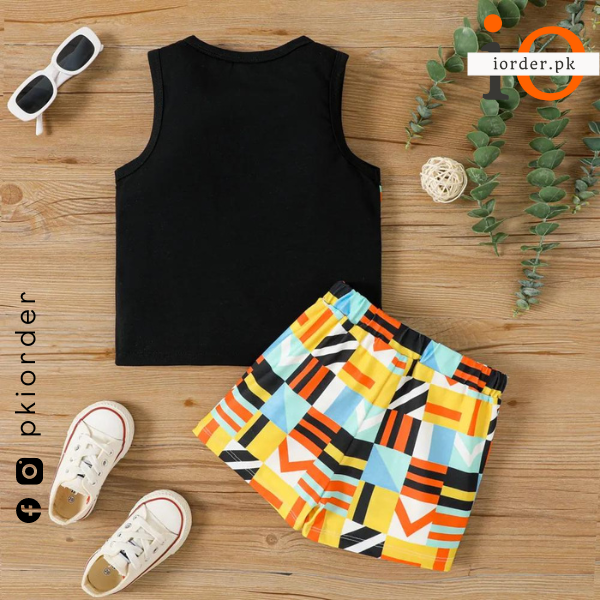 Colorful Geometry Print Tank Top and Shorts Set