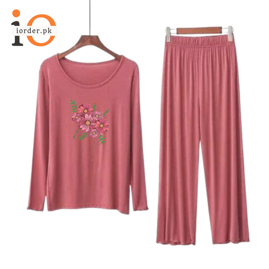 Hot Pink Flower Design Women Loungewear ARTICLE #52