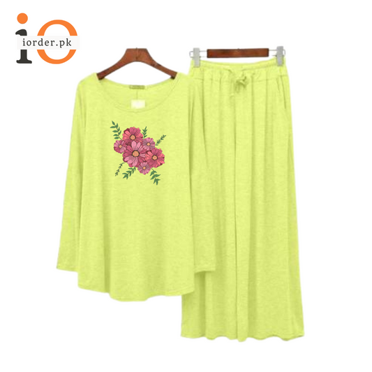 Lemon Yellow Flower Design Women Loungewear ARTICLE #52