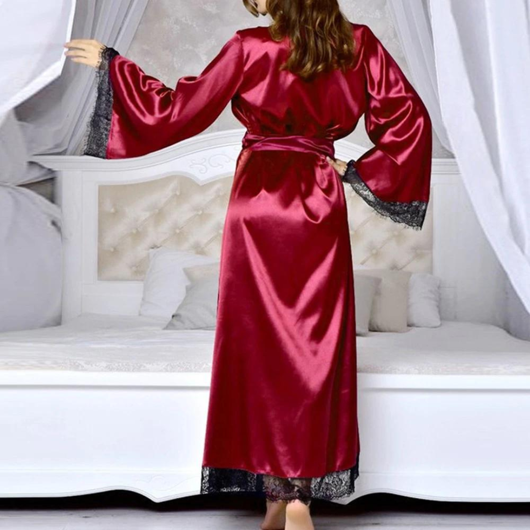 Women Red Silk Night Gown 3 piece