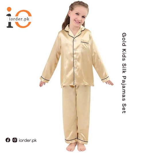 Gold Kids Silk Pajamas Set