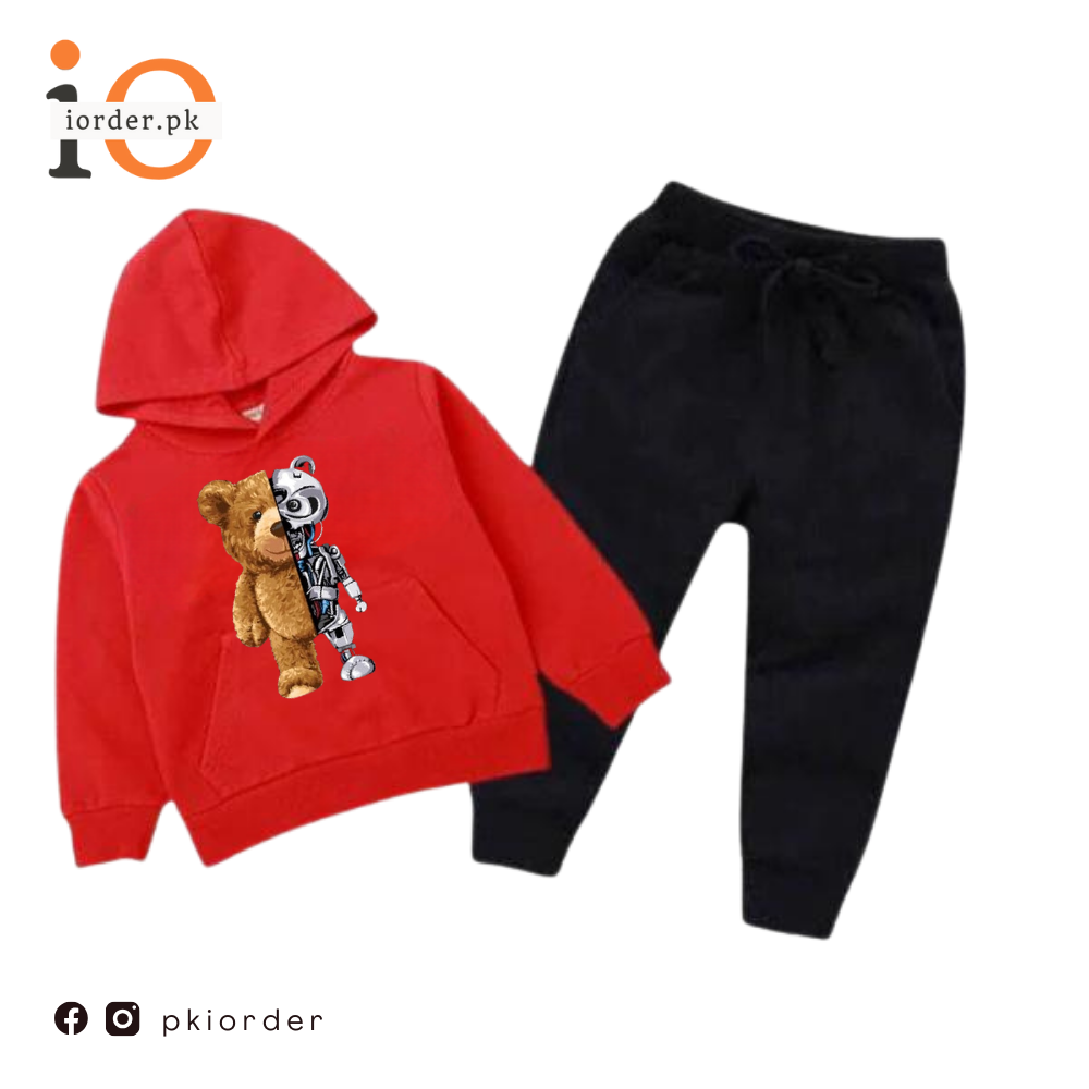Robo Bear Printed Kids Hoodie Set