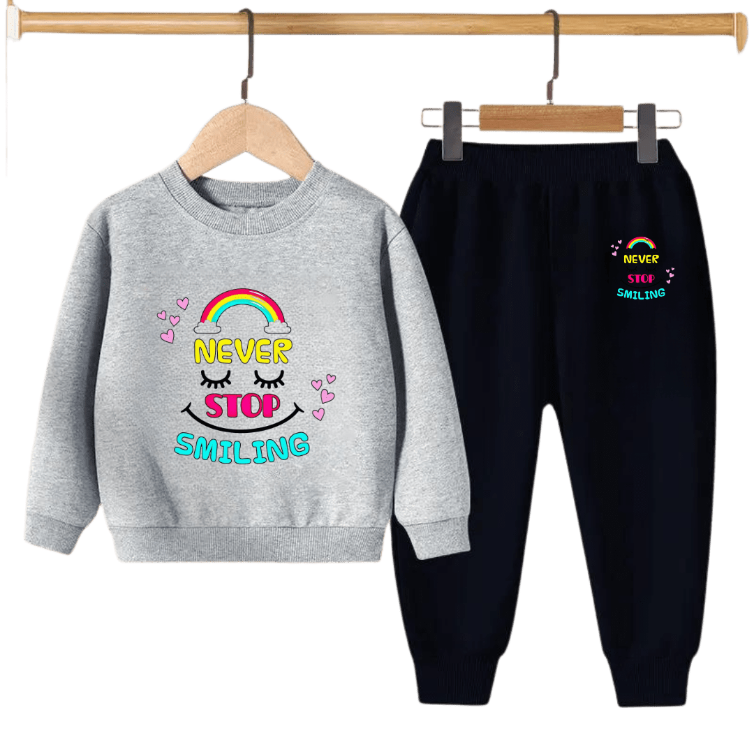 Never Stop Smiling Kids Sweatshirt & Jogger Set – for Boys & Girls