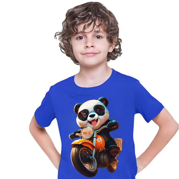 Panda Ride on Bike T Shirt For Kids