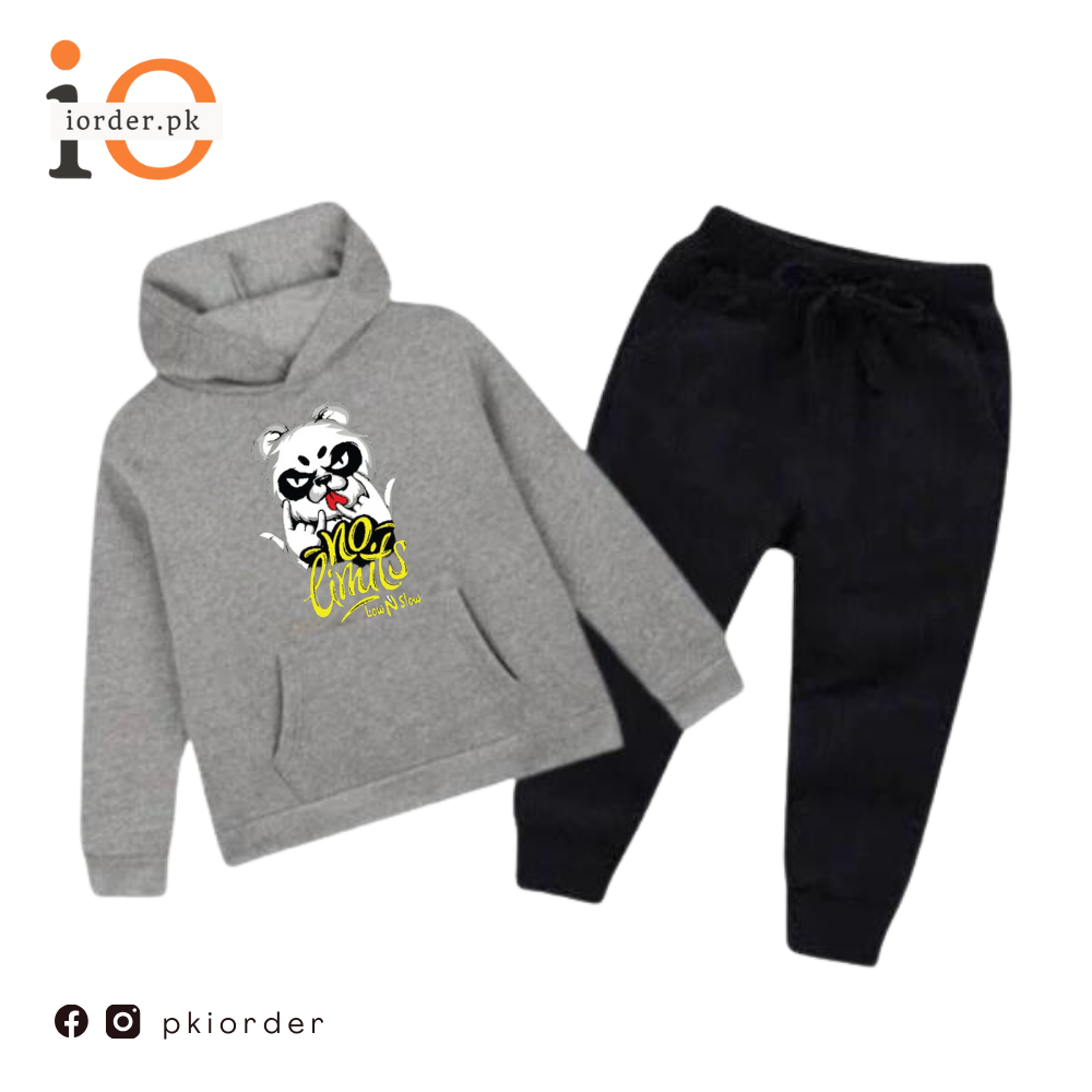 No Limit Bear Printed Kids Hoodie Set