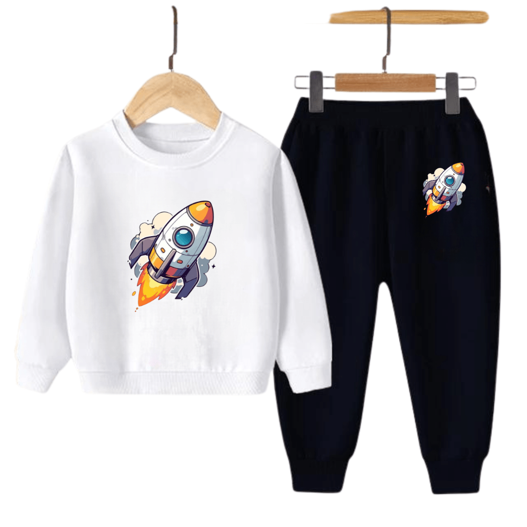 Rocket Print Kids Sweatshirt & Jogger Set –for Boys & Girls