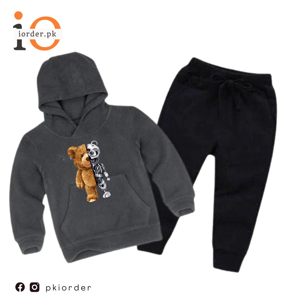 Robo Bear Printed Kids Hoodie Set
