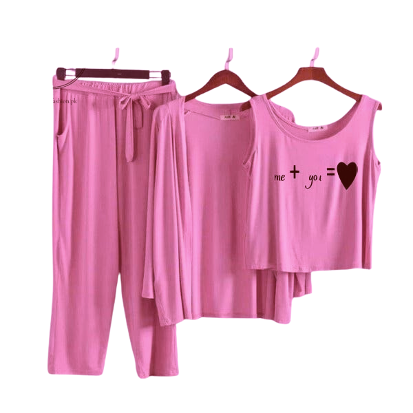 Me + you Women Night Suit PJ Set 3 Pieces