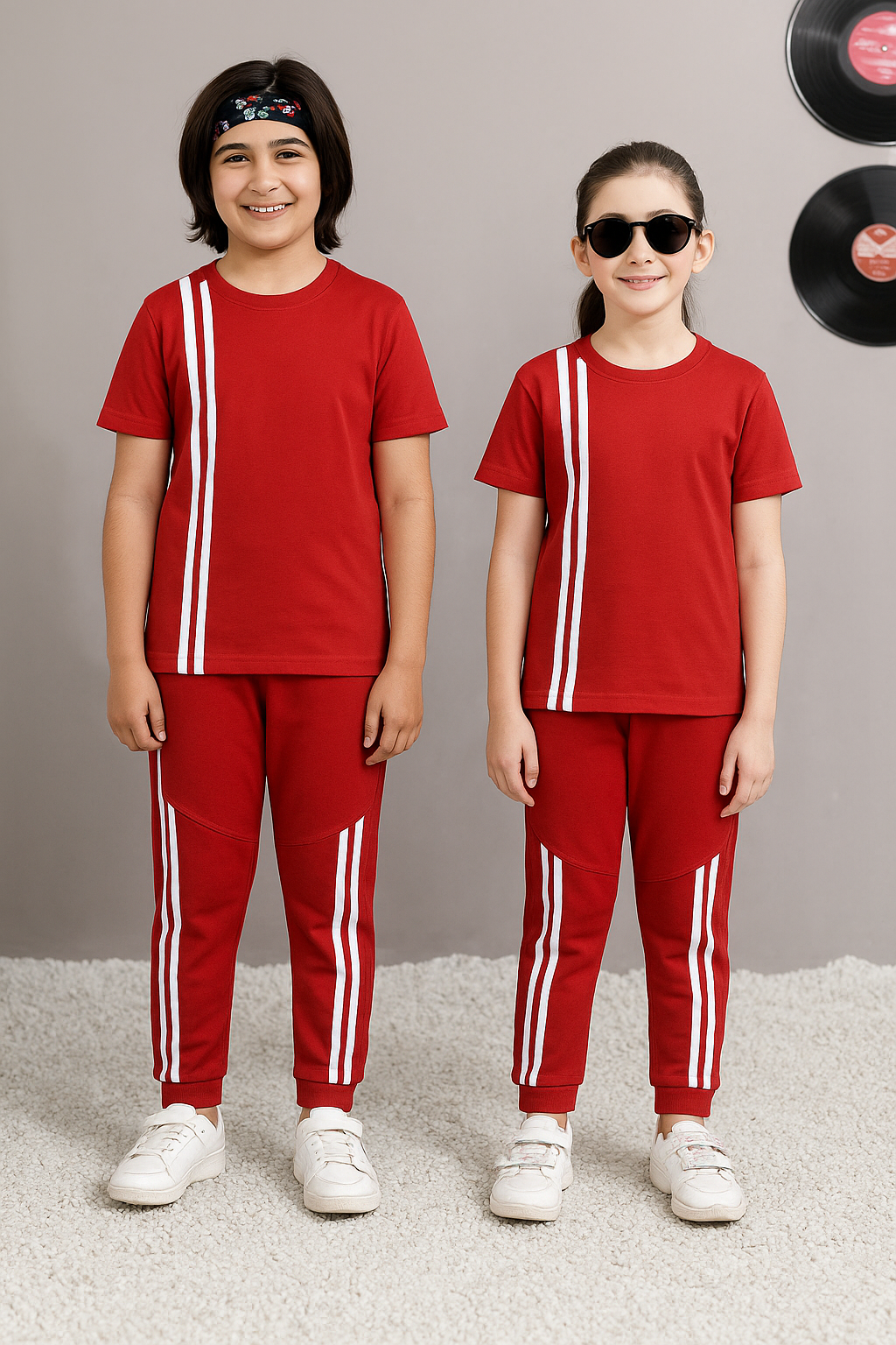 Crimson Stride Kids Tracksuit