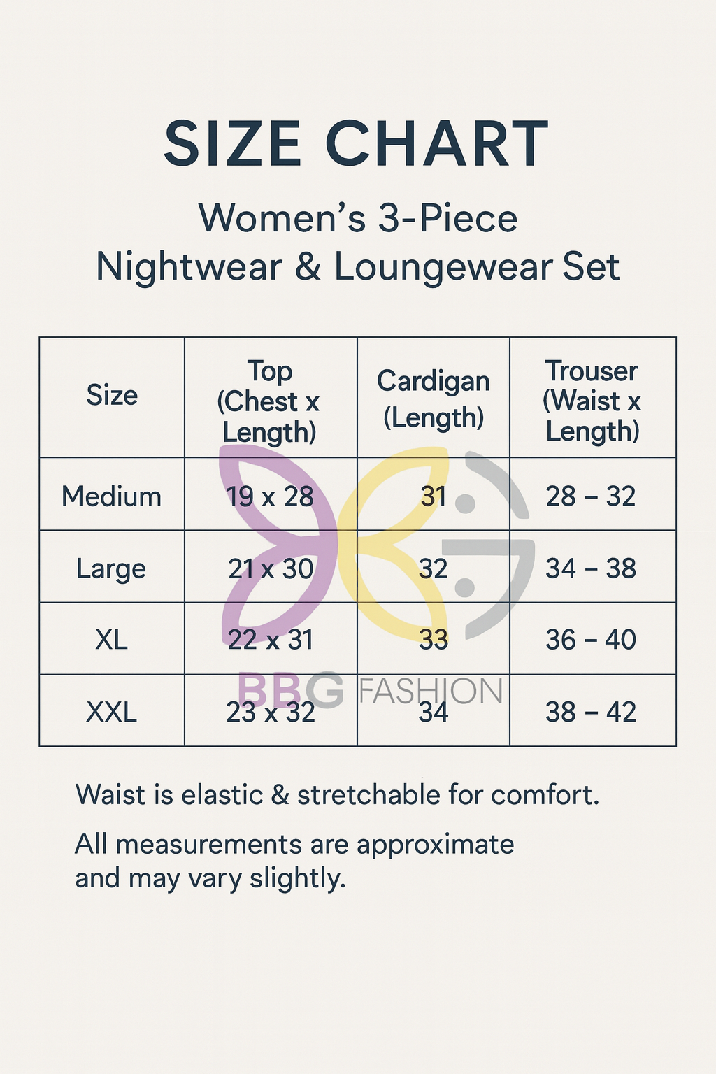 Geometrical Heart Women Night Suit 3 Pieces Set