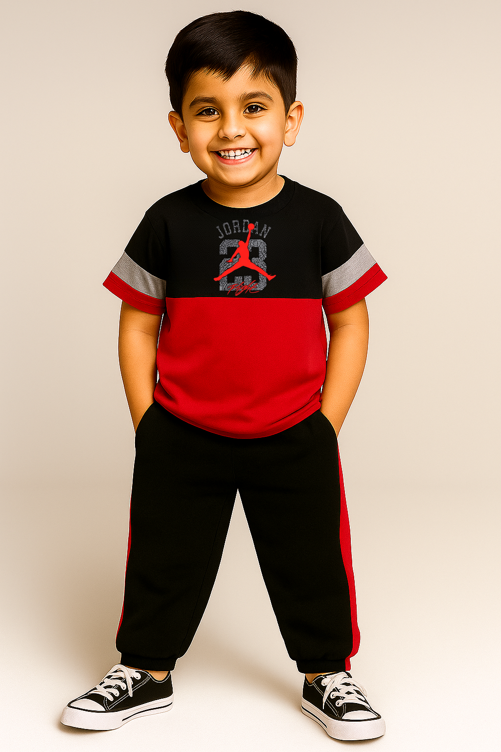 J 23 Printed Kids Set - T-Shirt and Pants