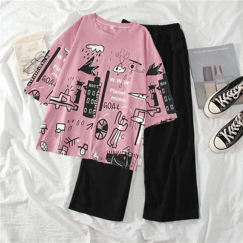 Pink Funky Style T-Shirt & Trouser