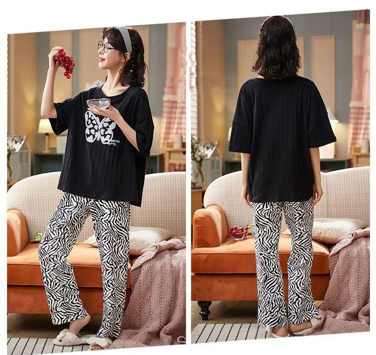 Black And white butterfly Woman Pajama Set