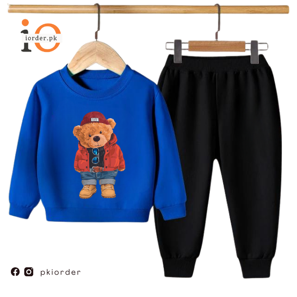 Blue Cute Bear Kids Sweatshirt & Pant