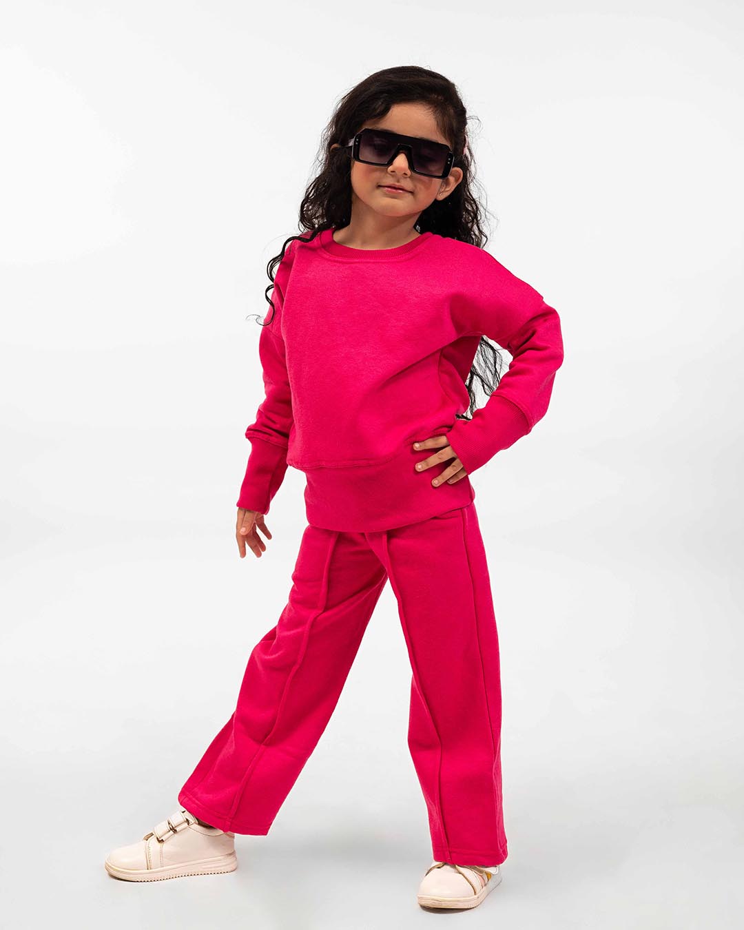 Girls Luxe Fleece Winter Co-Ord Set – Hot Pink