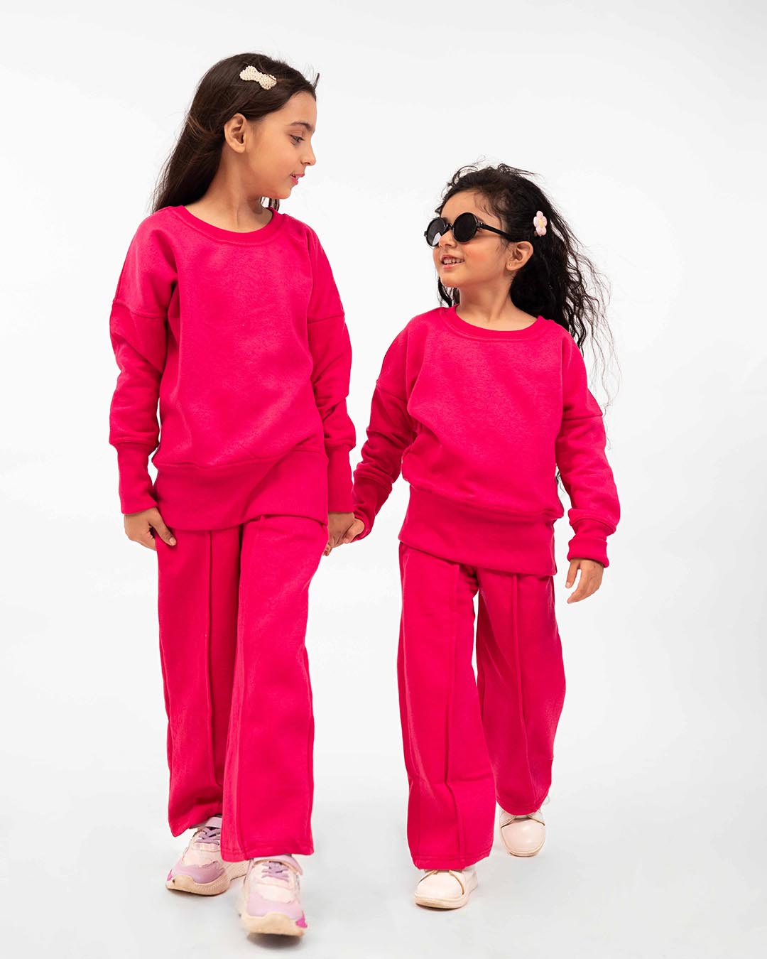 Girls Luxe Fleece Winter Co-Ord Set – Hot Pink