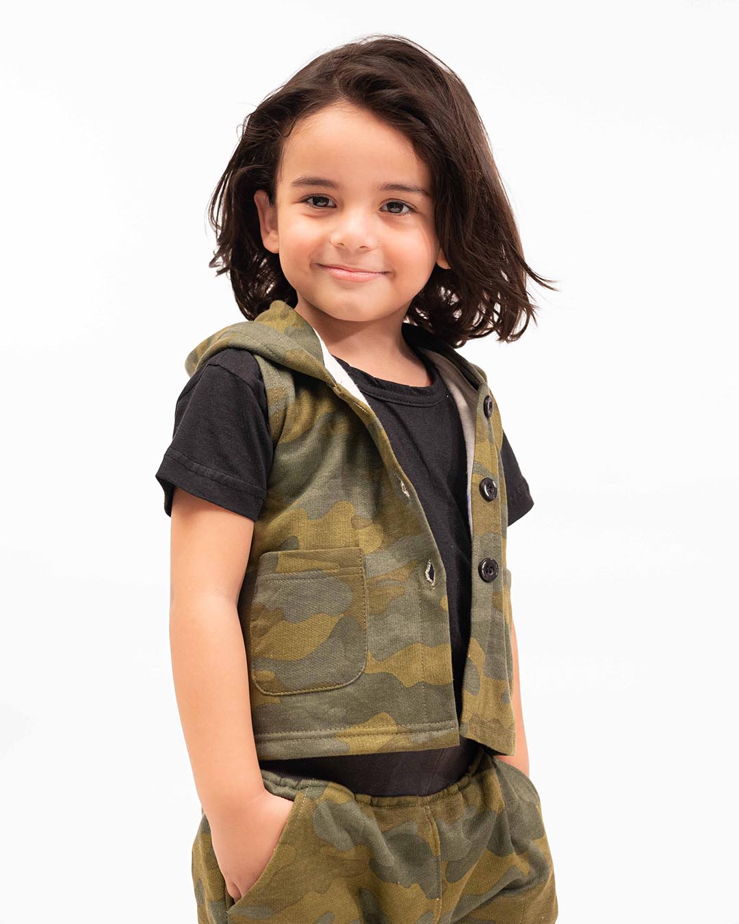 Kids Camo Co-Ord Set – Sleeveless Hoodie & Jogger Pants