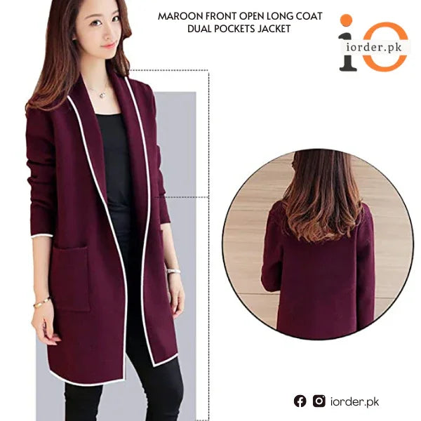 Maroon long coat womens shop