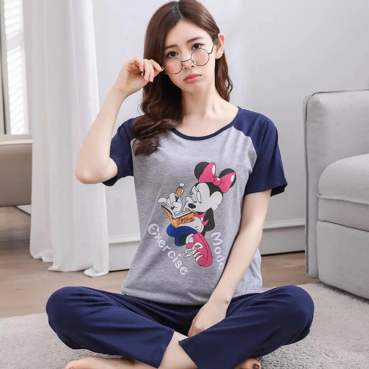 Minnie Mouse Mode Exercise Woman Print PJ Set