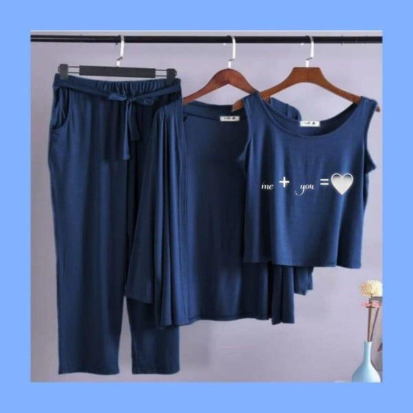 Me + you Women Night Suit PJ Set 3 Pieces