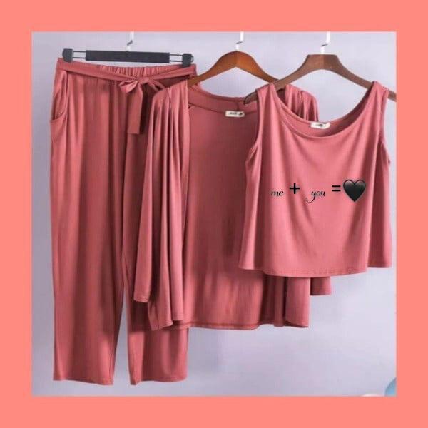 Me + you Women Night Suit PJ Set 3 Pieces