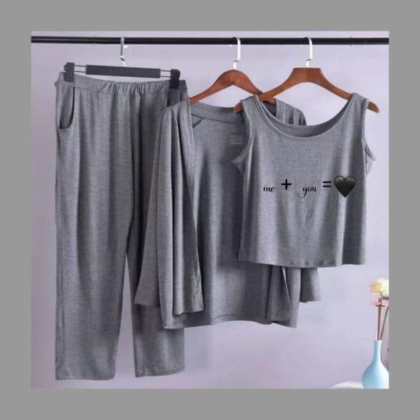 Me + you Women Night Suit PJ Set 3 Pieces